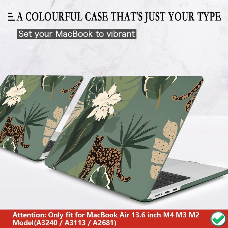 CISSOOK for MacBook Air 13.6 Inch Case 2024 2025 Model A3240 A3113 A2681, Panther Leopard Midnight Green Cover with Keyboard Cover for MacBook Air 13.6 M2 M3 M4 - Leopard - Image 3